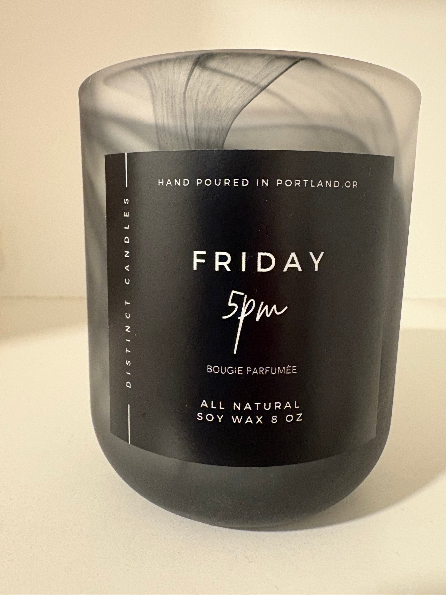 Friday 5pm Black Marble Jar Fragrance notes of Pink Watermelon Lemonade and Citrus